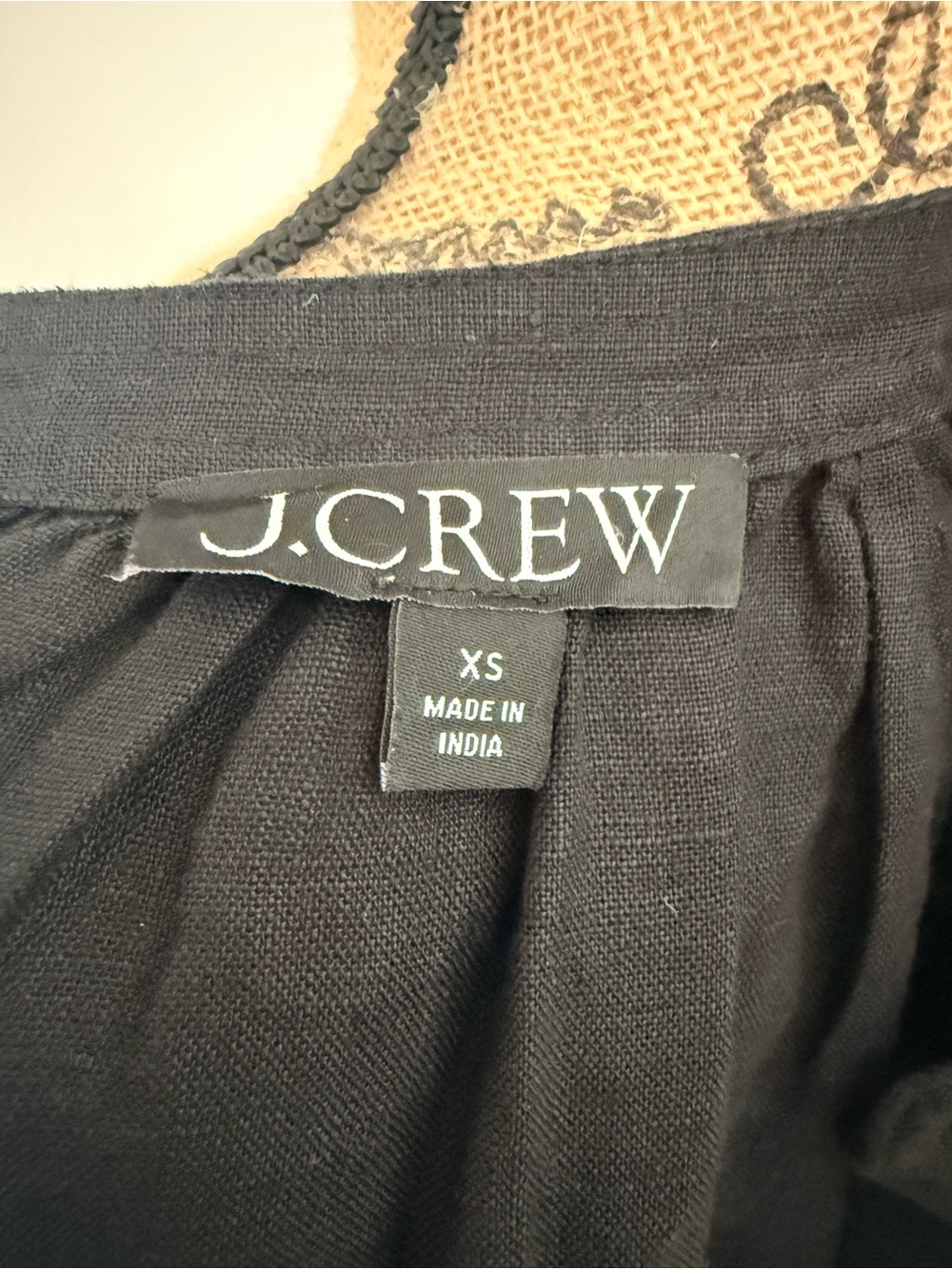 J. Crew Cabana Black Linen Popover Top Sz XS - Picture 9 of 11